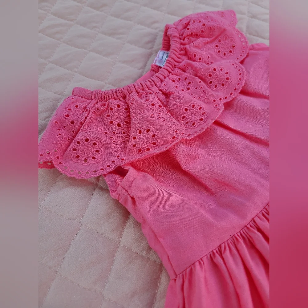 Tulle-lined pink eyelet dress by Carter's, size 9M - Picture 2 of 6